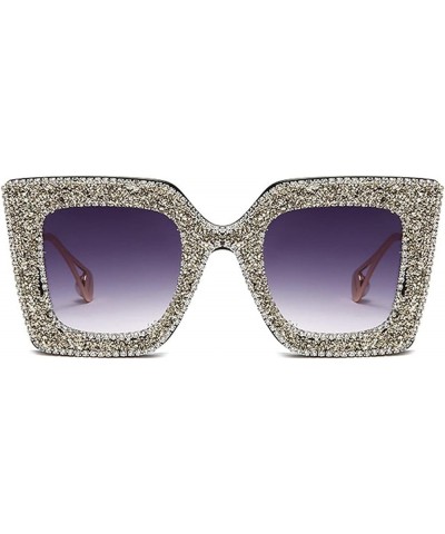 Cute Sparkling Crystal sunglasses women Rhinestone Square Sun glasses Bling Diamond Party Sunglasses 3pack-black&leopard&purp...