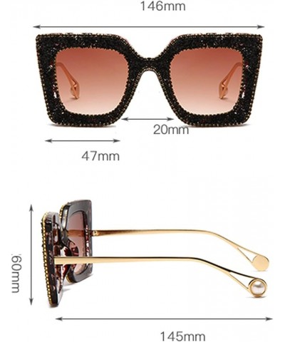 Cute Sparkling Crystal sunglasses women Rhinestone Square Sun glasses Bling Diamond Party Sunglasses 3pack-black&leopard&purp...