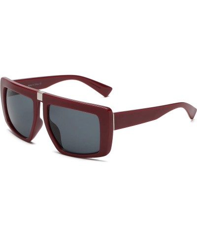 ANAIS GVANI Women Retro Vintage Flat Lens Oversized Square Sunglasses Maroon $7.44 Round