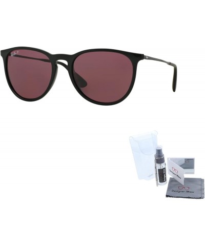 RB4171 ERIKA Sunglasses For Women+ BUNDLE with Designer iWear Eyewear Care Kit 70 Black/Polarized Purple $59.25 Panto