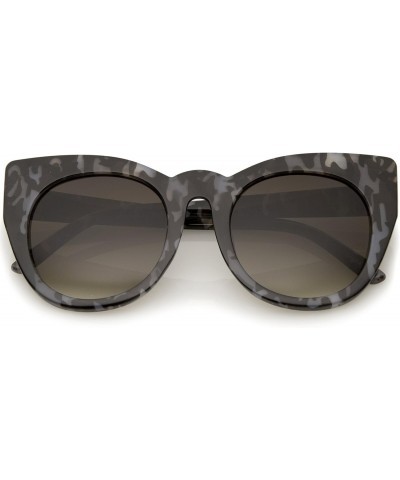 Womens Oversized High Fashion Bold Rimmed Glam Round Cat Eye Sunglasses (Black-Block/Lavender) $8.31 Oversized