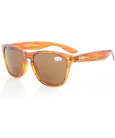 Stylish Look Quality Key-Hole Style Bifocal Sunglasses Women Brown Stripe $9.89 Square