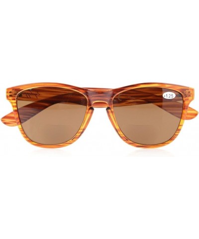 Stylish Look Quality Key-Hole Style Bifocal Sunglasses Women Brown Stripe $9.89 Square