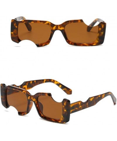 Rectangular White Sunglasses Women Cutout Frames Unique Small Square Sun Glasses Men Eyewear C2 Leopard Tea $17.87 Rectangular