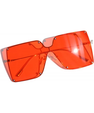 Rimless 72mm Oversized Flattop Sunglasses Gold Red $11.44 Oversized