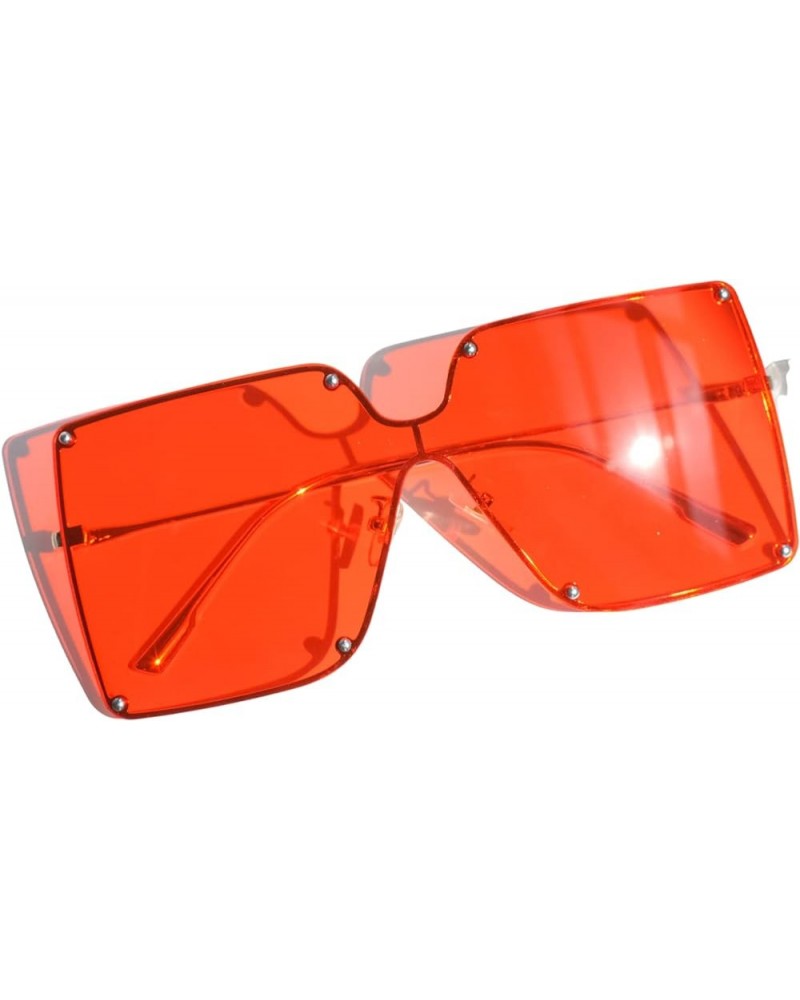 Rimless 72mm Oversized Flattop Sunglasses Gold Red $11.44 Oversized