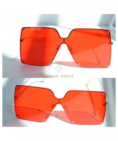 Rimless 72mm Oversized Flattop Sunglasses Gold Red $11.44 Oversized