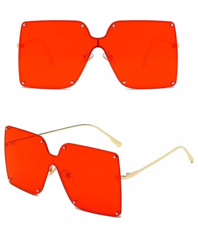 Rimless 72mm Oversized Flattop Sunglasses Gold Red $11.44 Oversized