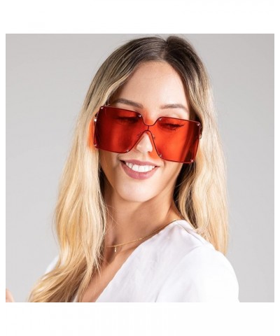 Rimless 72mm Oversized Flattop Sunglasses Gold Red $11.44 Oversized