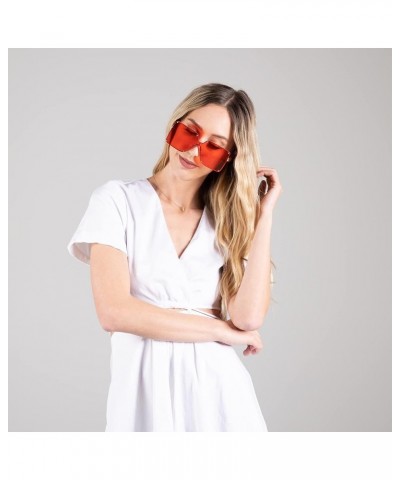 Rimless 72mm Oversized Flattop Sunglasses Gold Red $11.44 Oversized