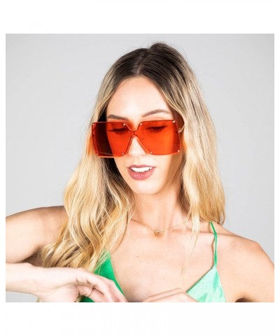 Rimless 72mm Oversized Flattop Sunglasses Gold Red $11.44 Oversized