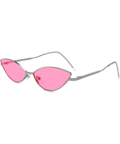 Mariposa Narrow Cat Eye Sunglasses Vintage Retro Eyewear for Women Metal Frame UV Protection Silver/Pink $7.50 Cat Eye