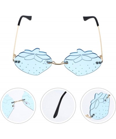 Strawberry Shaped Sunglasses 1 Pair Funny Fruit Sunglasses Irregular Party Glasses PC Glasses Eyewear for Summer Blue $8.26 R...