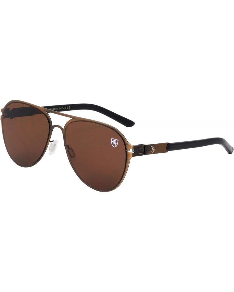 Aero Flight - Flat Thin Frame Classic Aviators Sunglasses Brown Bronze $16.40 Aviator