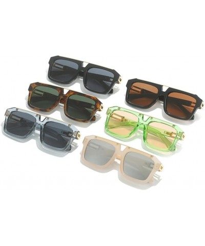 Square Sunglasses Women For Men Male Sun Glasses Vintage Punk Ladies Flat Top Shades Leopard Dark Green $21.83 Rectangular