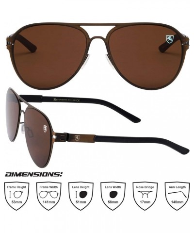 Aero Flight - Flat Thin Frame Classic Aviators Sunglasses Brown Bronze $16.40 Aviator