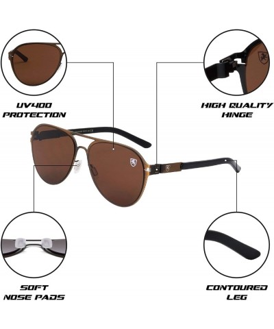 Aero Flight - Flat Thin Frame Classic Aviators Sunglasses Brown Bronze $16.40 Aviator