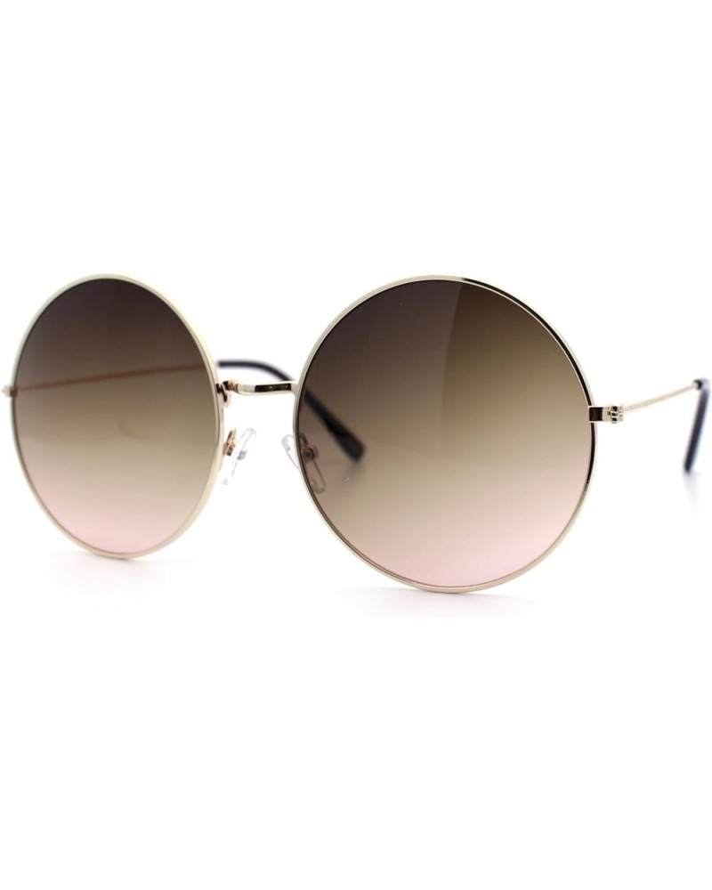 Classic Oversize Joplin Style Hippie Round Circle Lens Sunglasses Gold Brown Peach $9.15 Round