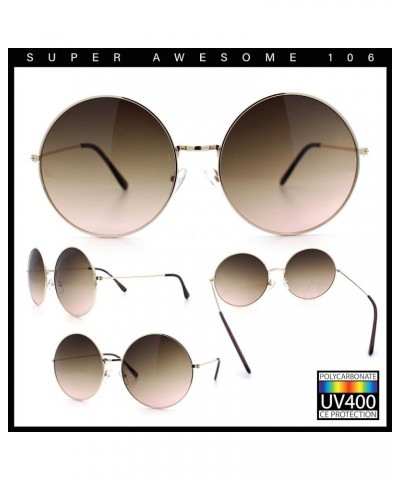 Classic Oversize Joplin Style Hippie Round Circle Lens Sunglasses Gold Brown Peach $9.15 Round