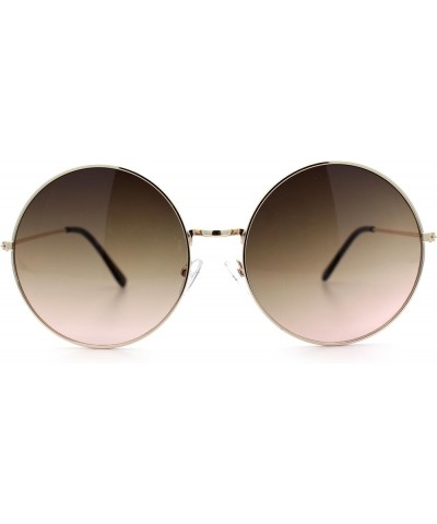 Classic Oversize Joplin Style Hippie Round Circle Lens Sunglasses Gold Brown Peach $9.15 Round