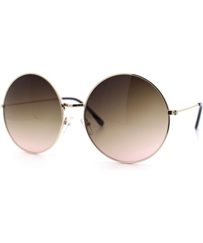 Classic Oversize Joplin Style Hippie Round Circle Lens Sunglasses Gold Brown Peach $9.15 Round