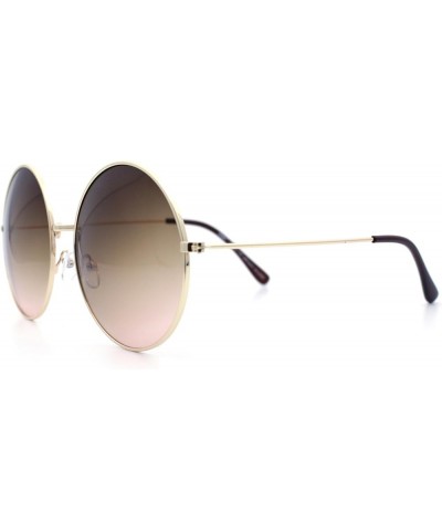 Classic Oversize Joplin Style Hippie Round Circle Lens Sunglasses Gold Brown Peach $9.15 Round