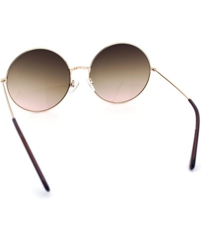 Classic Oversize Joplin Style Hippie Round Circle Lens Sunglasses Gold Brown Peach $9.15 Round