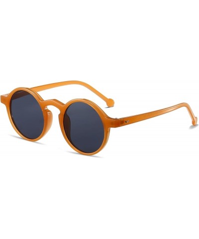 Lightweight Unisex Small Round Sunglasses Hippie Circular Plastic Retro Lennon Boho Glasses Orange Grey $10.35 Aviator