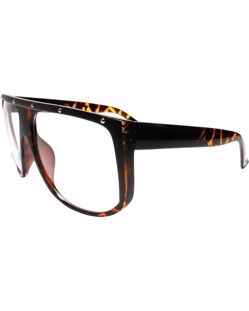 Large Flat Top Square Clubbing Oversized Hip Hop Clear Lens Glasses Tortoise $10.44 Oversized