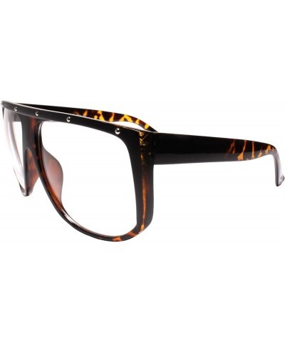 Large Flat Top Square Clubbing Oversized Hip Hop Clear Lens Glasses Tortoise $10.44 Oversized