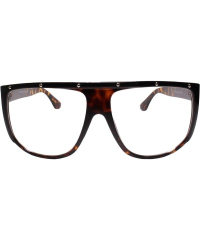 Large Flat Top Square Clubbing Oversized Hip Hop Clear Lens Glasses Tortoise $10.44 Oversized