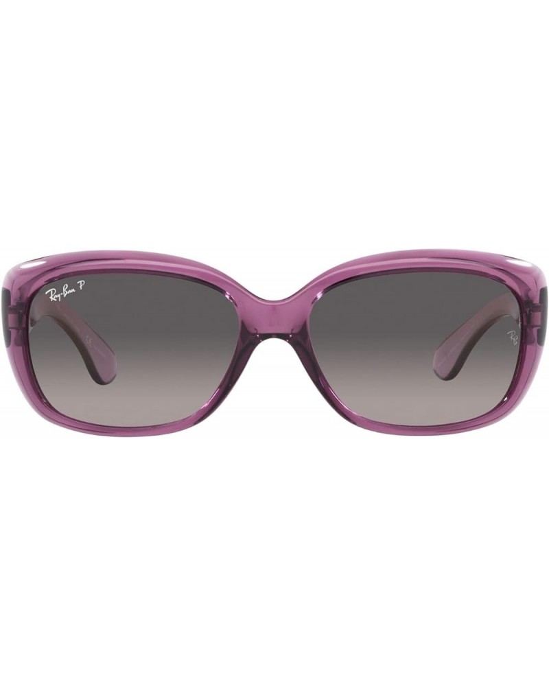 Women's Rb4101 Jackie Ohh Butterfly Sunglasses Transparent Violet/Grey Gradient Polarized $53.10 Butterfly