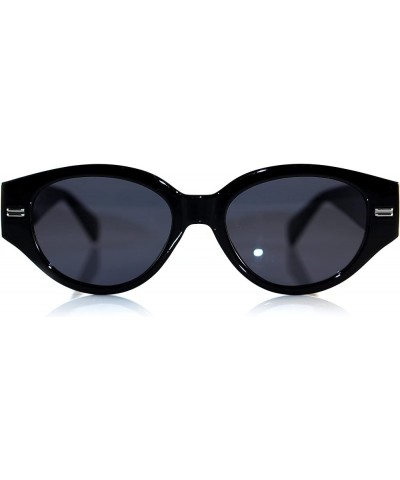 Retro Classic Womens Thick Frame Temple Gothic Geometric Cat-Eye Sunglasses A308 Black Black $11.12 Cat Eye