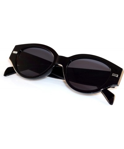 Retro Classic Womens Thick Frame Temple Gothic Geometric Cat-Eye Sunglasses A308 Black Black $11.12 Cat Eye