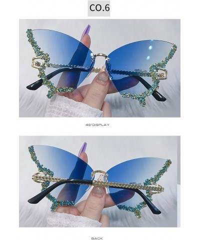 Butterfly sunglasses with personalized diamond inlay, hip-hop fashion street photo sunglasses Gradient Blue Film $11.55 Pilot