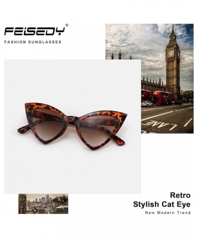 Retro Cat Eye Sunglasses for Women Fashion Vintage Cateye Sun Glasses B2235 003 Leopard Frame/Tea Gradient Lens $9.66 Cat Eye