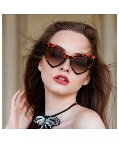 Retro Cat Eye Sunglasses for Women Fashion Vintage Cateye Sun Glasses B2235 003 Leopard Frame/Tea Gradient Lens $9.66 Cat Eye