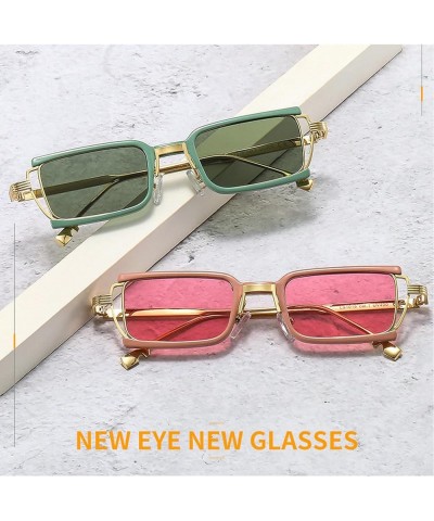 COTIA/Classic Retro Square Small Frame Metal Sunglasses for Men and Women Green $11.23 Square