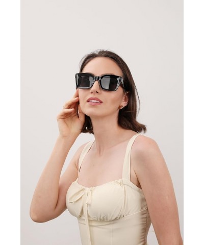 Classic Women Sunglasses Fashion Thick Square Sun Glasses Chunky Frame UV400 B2471 Black & Grey Lens $11.39 Wayfarer