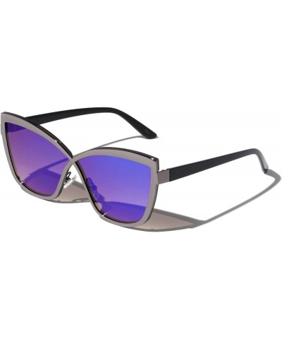 Pittsburgh Infinity Frame Sharp Cat Eye Sunglasses Men Women UV400 Protection Blue $11.54 Cat Eye