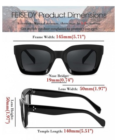 Classic Women Sunglasses Fashion Thick Square Sun Glasses Chunky Frame UV400 B2471 Black & Grey Lens $11.39 Wayfarer