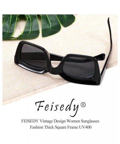 Classic Women Sunglasses Fashion Thick Square Sun Glasses Chunky Frame UV400 B2471 Black & Grey Lens $11.39 Wayfarer