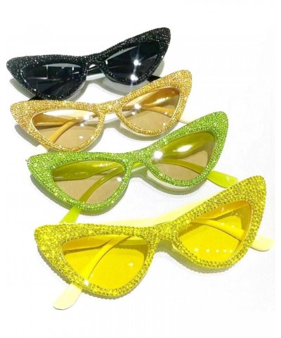 Vintage Sparkling Diamond Cat Eye Sunglasses for Women bling Crystal Rhinestone Sunglasses Cute Ladies Party Glasses Yellow $...