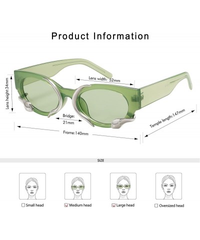 Trendy Sunglasses for Women Men Vintage Narrow Cateye Metal Snake Sunnie Y2k Accessories AP3621 C5 Green/Green(silver Snake) ...