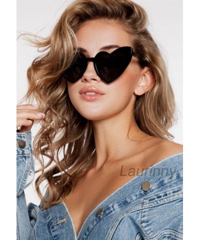 Heart Sunglasses for Women Trendy Sunglasses Cat Eye Love Shaped Sunglasses Vintage Lovely Retro Cute Sun Glasses 2 Pack Whit...