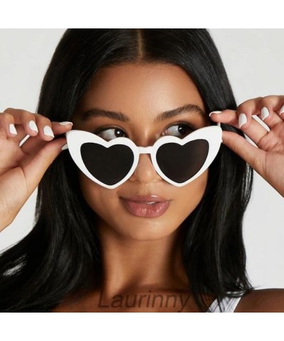 Heart Sunglasses for Women Trendy Sunglasses Cat Eye Love Shaped Sunglasses Vintage Lovely Retro Cute Sun Glasses 2 Pack Whit...