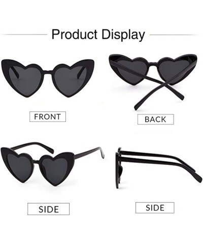 Heart Sunglasses for Women Trendy Sunglasses Cat Eye Love Shaped Sunglasses Vintage Lovely Retro Cute Sun Glasses 2 Pack Whit...