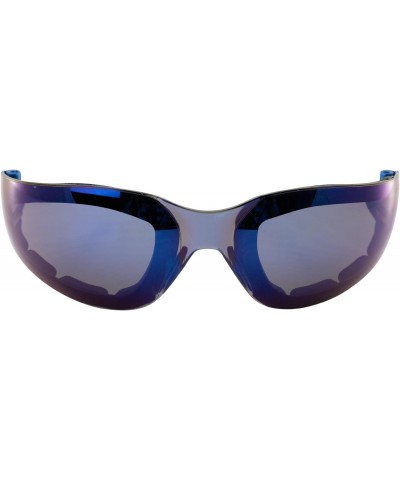 Eyewear Rider Foam Padded Motorcycle Safety Sunglasses Metallic Blue Frame w/Blue Mirror Lenses $9.00 Designer