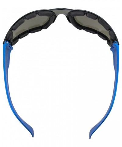 Eyewear Rider Foam Padded Motorcycle Safety Sunglasses Metallic Blue Frame w/Blue Mirror Lenses $9.00 Designer