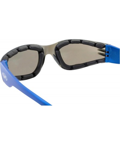 Eyewear Rider Foam Padded Motorcycle Safety Sunglasses Metallic Blue Frame w/Blue Mirror Lenses $9.00 Designer